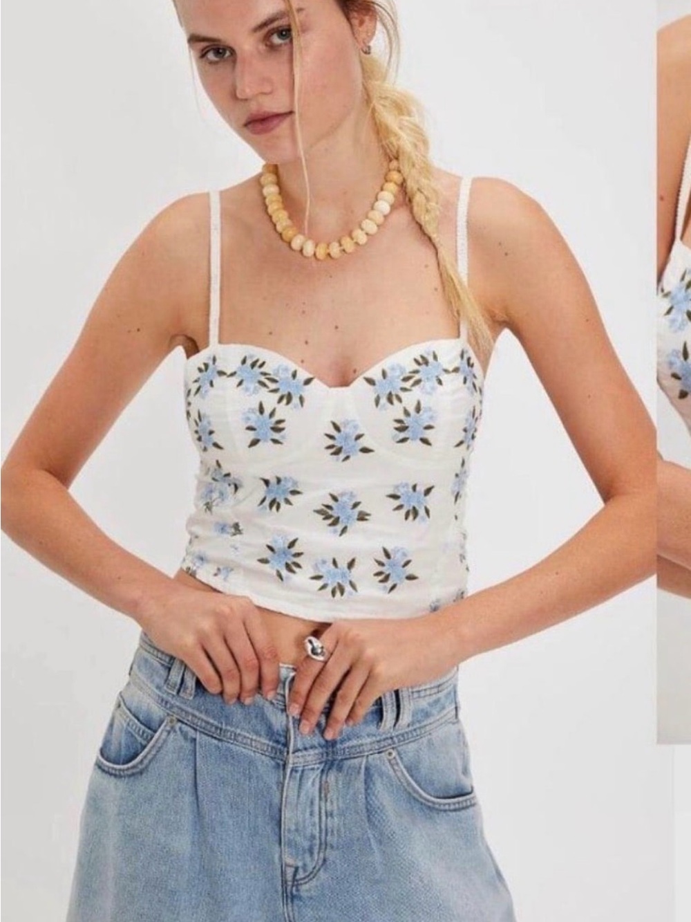 Free People NWT $98 Wildflowers Embroidered Bustier White Size Small